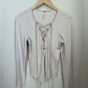 Free People - Lace up Long sleeve Top - Size Medium